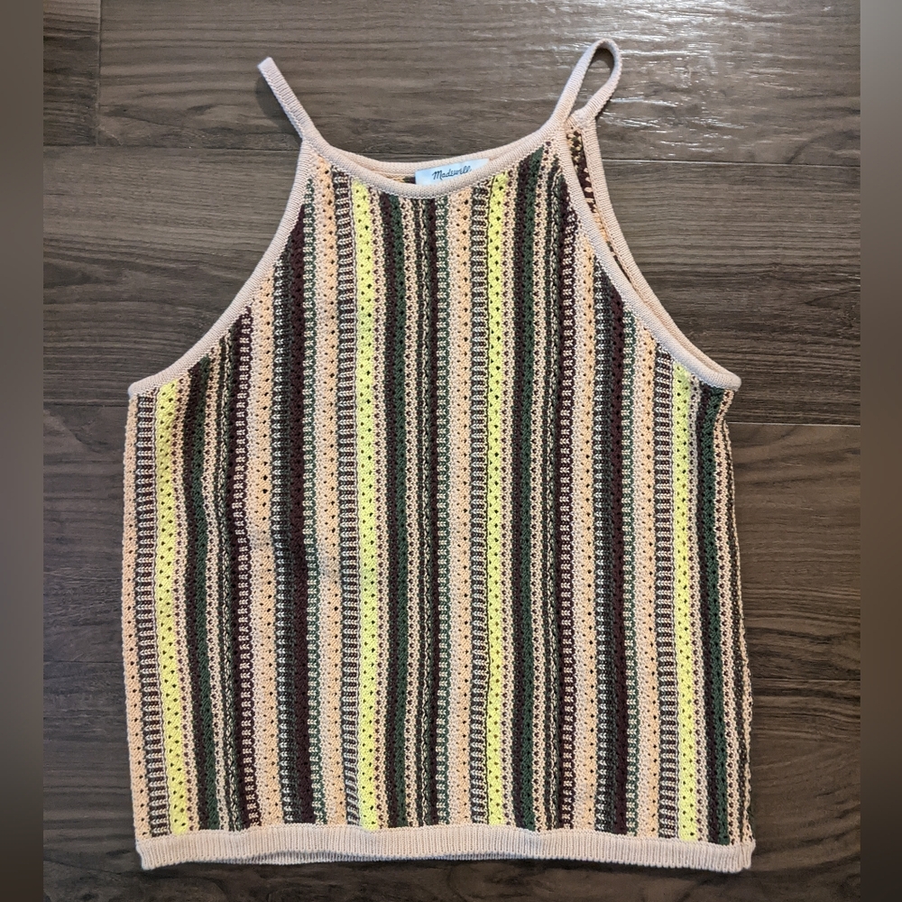 Madewell - Crochet Janson Sweater Tank in Rainbow Stripe AM298 | Medium | Muted - Picture 9 of 10